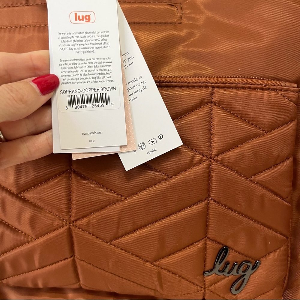 Lug Soprano Copper Brown Shoulder Tote Travel Bag NWT - Picture 2 of 9